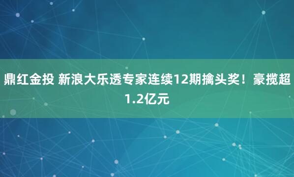 鼎红金投 新浪大乐透专家连续12期擒头奖！豪揽超1.2亿元